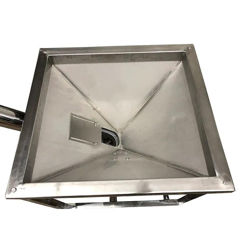 Heavy Duty Vibrating Hopper Feeder Sleek Stainless Steel Auto Screw Conveyor top view showcasing smooth interior for powder flow.