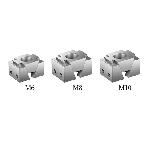 Shop Ready CNC Wedge Vise For Quick Dial In Setups And Rock Solid Clamping On Multi Station Mills Heavy Duty Dual Side Workholding Block for M6, M8, M10 sizes.