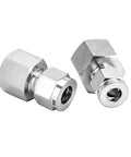 Two stainless steel 304 compression tube fittings, 3/8 in tube OD to 3/8 in NPT female coupler, pack of 2