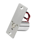 Heavy Duty DC12V Electronic Mortise Lock Featuring Drop Bolt Deadbolt showing silver metal housing and dual wires for connectivity.
