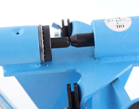 Close-up of Chainsaw Chain Breaker Spinner 2 In 1 Chain Saw Link Breaker Bench And Rivet Spinner for chainsaw repair.