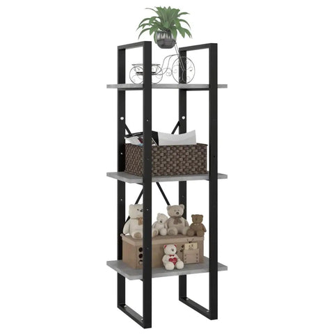 3 Tier Industrial Book Cabinet for Small Spaces open front bookshelf with 3 shelves, engineered wood, home office storage