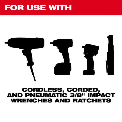 Silhouettes of impact wrenches and ratchets for Shockwave Impact Duty Three Eighths Inch Drive Extension Set Three Piece Black Pro Grade Socket Extension Kit for Automotive and Industrial Use Heavy Duty Tools
