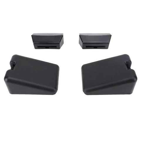 Premium 4 Piece Rubber Hood Bumper Support Kit For T680, T880, And 579 Trucks. Durable Upper Lower Latch Bumper Stops With OE Parts To Fix Rattling Issues. Keep Your Ride Tight And Smooth Today Without Breaking The Bank On Expensive Repairs From. four black rubber hood bumper stops shown front view