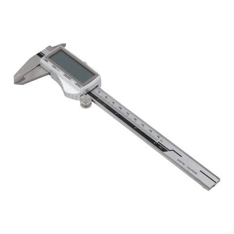 Rechargeable Vernier Digital Caliper with stainless steel body and digital display for precise measurements.