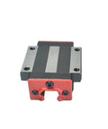 HGW15CC flange slider for Smooth As Butter HGR15 15mm Linear Motion Guide Rails, showcasing red and black steel construction.