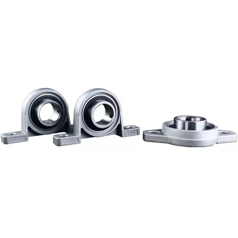 Thinking Process: silver self-aligning ball bearing housings with mounting flanges for industrial shaft systems