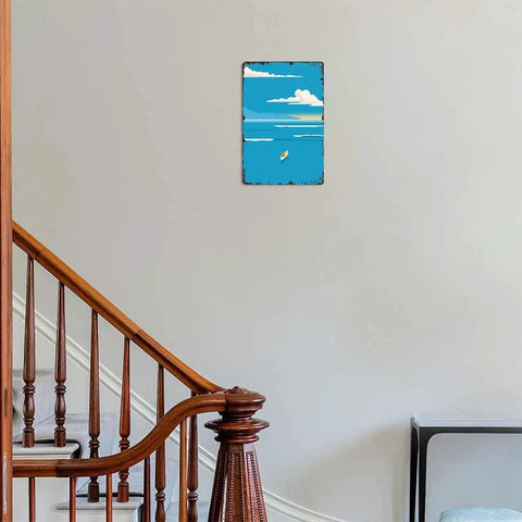 Ocean Vibe 8x12 Inch Aluminum Metal Sign For Man Caves Garages And Kitchens Vintage Coastal Wall Decor With Inspirational Quote