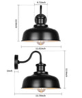 Solar Barn Light For Outdoor Use Dusk To Dawn Outdoor Wall Sconce With Solar Power No Wiring Hassle Rustic Industrial Exterior Lighting For Garage Shed Farmhouse Look, black finish, product dimensions.