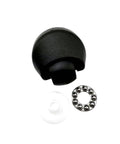 Close-up of black front caster wheel with metal bearing ring and white spacer for ECOVACS T10/T20/X1 robot vacuums