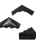 Keep Your Walls Pristine With These Tough Black Metal Corner Protectors Featuring Rust Resistant Build And Slick Smooth Edges For 3.7 Inch Wall Edge Shield Four Pack, showing three black metal corner guards.