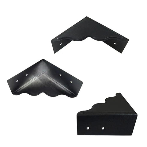 Keep Your Walls Pristine With These Tough Black Metal Corner Protectors Featuring Rust Resistant Build And Slick Smooth Edges For 3.7 Inch Wall Edge Shield Four Pack, showing three black metal corner guards.