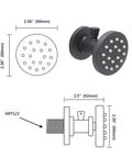 2 Inch Brass Shower Body Spray Jets With Independent On Off Switch And 360 Degree Rotation Matte Black Wall Mount Dimensions