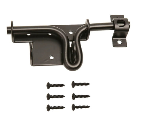 Black Heavy Duty Sliding Bolt Gate Latch With Padlock Hole Two Way Direction For Left Or Right Hand Doors And Gates Ideal For Sheds Fences Barn Doors Wood Gates Outdoor Yard Use with included screws