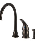 RV Gooseneck Kitchen Sink Faucet With Matching Side Sprayer, High Arc Spout, Single Lever Handle, Venetian Bronze Finish shown