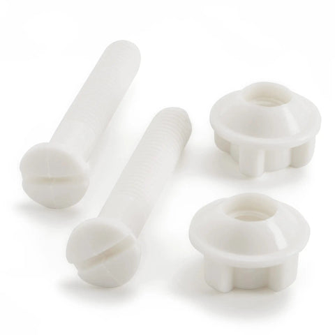Durable Plastic Toilet Seat Screws Replacement Kit With Nuts And Bolts For Toilet Easy Install And Tight Secure Fit No Wobble Includes High Quality Hardware For Quick Fix By Qualihome showcasing white screws and nuts