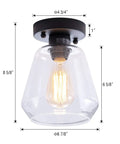 Industrial Black Semi Flush Mount Ceiling Light With Clear Glass Shade For Hallways Kitchens Dining Rooms And Entryways