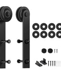 Sliding Barn Door Roller Hardware Set In Black For 1-3/8 To 1-3/4 Inch Doors, Heavy Duty Carbon Steel Hangers LK-I Style, 265 Lb Capacity