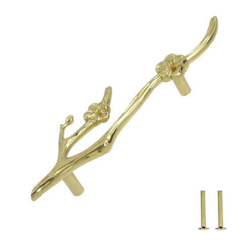 Brass Flower Branch Cabinet Handles Set Left And Right With Screws For Dressers Cabinets Wardrobes Drawers And Doors Dope Door Pull Hardware