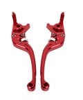 Adjustable CNC Aluminum Brake Lever For Motorcycles Scooters And Electric Bikes Twenty Two Millimeter Clamp Seven Eighths Inch Red Pair