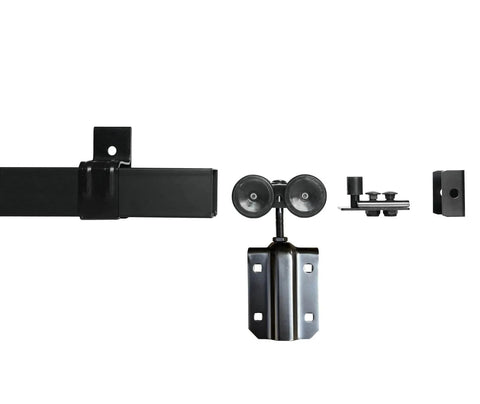 Rugged Heavy Duty 12 Foot Exterior Sliding Barn Door Hardware Kit for Outdoor Use Wall Mount Track System in Three 4 Foot Sections