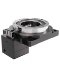 Th450 Heavy Duty Turntable Rotary Actuator With Hollow Rotating Platform And 10 To 1 Gearbox Ratio, side view showing input shaft connection.