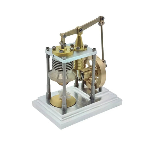 Gamma Type Vertical Stirling Engine Model With Dope High Precision Metal Build And True Heat Driven Motion For Education And STEM Enthusiasts A Creative Gift For Engineers And Collectors brass and aluminum desktop model
