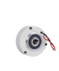24V Hollow Shaft Mini Magnetic Powder Brake With 3 Nm, 6 Nm And 12 Nm Torque, compact industrial brake with wires visible