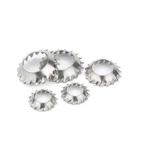 Conical Serrated Lock Washers Set 400Pcs External Tooth Funnel Saw Shaped Locking Washers M6 Heavy Duty