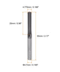 Carbide Chucking Reamer 0.188 Inch Diameter Straight Flute Straight Shank Workhorse Tool For Metalworking And CNC Milling Centers Pro Grade 0.98 Inch Cutting Length And 2.17 Inch Overall Length Uncoated Black