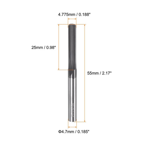 Carbide Chucking Reamer 0.188 Inch Diameter Straight Flute Straight Shank Workhorse Tool For Metalworking And CNC Milling Centers Pro Grade 0.98 Inch Cutting Length And 2.17 Inch Overall Length Uncoated Black