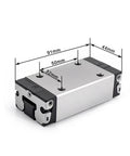 Single SLS Extended Ball Slider Block, sealed linear guide with dimensions for rails, fits R162381420 to R162389422, front view