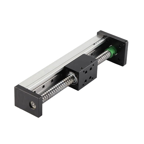 Linear Motion Stage With 150mm Ball Screw Slide And Precision Sliding Table For NEMA 23 Motors, CNC X Y Z Axis Positioning Platform For Milling Machines, Aluminum Body, Smooth Operation, Rock Solid Precision, 150mm stroke, black end plates