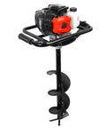 52cc gas powered earth auger with 8 inch bit for garden post holes fence posts tree planting heavy duty digger shown upright
