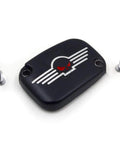 Heavy Duty Front Clutch Master Cylinder Cover Top Lid With Beefy Custom Skull Cap Direct Bolt Up For Harley Davidson Touring Motorcycles 2017 Plus Quick Swap Sturdy Black Anodized Aluminum Cover with screws.
