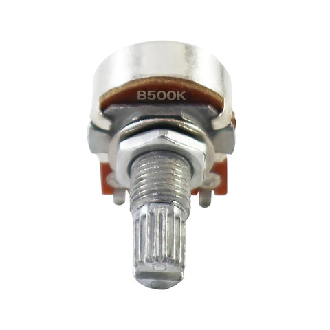 B500K Mini Metric Split Potentiometer for Electric Guitar Bass Pro Grade Nine Point Five Millimeter Shaft Linear Taper Close-Up