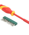Professional 1000V VDE Insulated Screwdriver Set For Electricians And Techs With Magnetic Alloy Steel Bits And Torx Drivers For Safe High Voltage Jobs You Can Trust, red handle and 10 bits