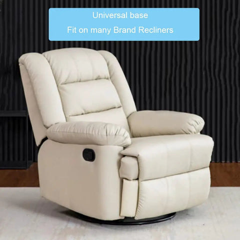 Bulletproof Heavy Duty 25.5 Swivel Chair Base Replacement Fits Recliners And Sofas Slick 360 Spin Steel Mount Plate Matte Black Furniture Swap Upgrade on a beige recliner.