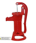 Red No Lead Cast Iron Hand Water Pump With One And A Quarter Inch Pipe Connection For Shallow Wells Rain Barrels And Garden Use