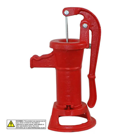 Red No Lead Cast Iron Hand Water Pump With One And A Quarter Inch Pipe Connection For Shallow Wells Rain Barrels And Garden Use