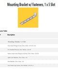Heavy Duty Mounting Bracket With Fasteners For 1 By 5 Slot Vans And Trucks Silver MB113 on yellow background