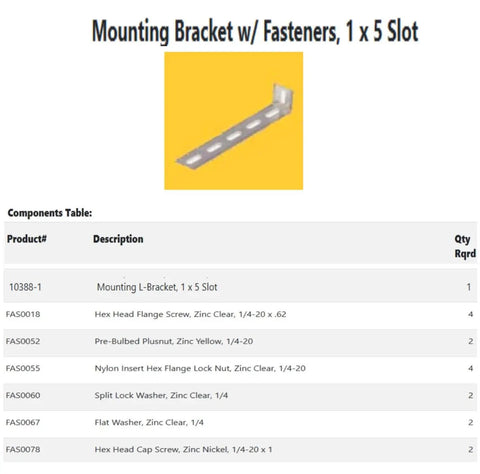 Heavy Duty Mounting Bracket With Fasteners For 1 By 5 Slot Vans And Trucks Silver MB113 on yellow background