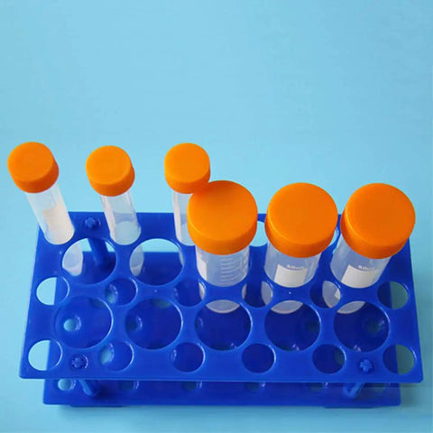 Detachable Plastic Test Tube Rack Set 2 Pack In Blue And Orange For 10ml 15ml And 50ml Centrifuge Tubes 28 Well Stand With Easy Assembly