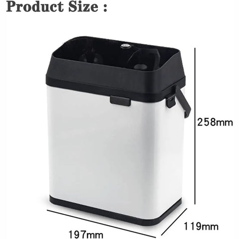 Badass Electric Portafilter Cleaner Knock Box With 150W Motor And Stainless Steel Body For No Sweat Coffee Ground Disposal Including Quick Scraper Tool, measuring 197mm by 119mm by 258mm.
