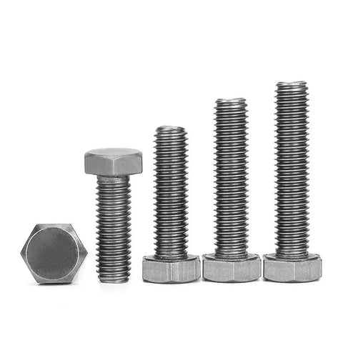 Premium TA2 Titanium Hexagon Head Screws M20 X 130mm Heavy Duty Fasteners displayed in various lengths and sizes.