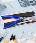 Mandala Crafts 13‑pc plastic model tools set with blue-handled clippers, tweezers, files and knife in case
