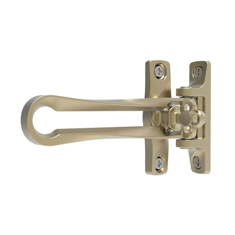 Door Guard Swing Bar Lock For Outward Opening Doors, Heavy Duty Security Latch with Zinc Alloy Matte Gold Finish, Side View