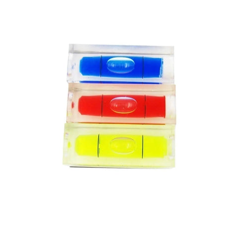 Three spirit level bubbles in blue, red, and yellow, each measuring 15 * 15 * 40mm, for precise leveling.