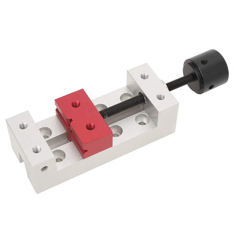 Mini Drill Press Vice Aluminum Flat Clamp Table Vise With 50mm Jaw Opening Screw Control Polished Oxidized Finish For DIY Engraving Bench Work And Small Parts Holding Precision In Metalworking Projects, top view