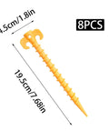 8 Pack 19.5cm Heavy Duty Tent Stakes With Screw Shape For Superior Ground Grip In Sand, Grass And Soft Ground, Durable Outdoor Camping And Hiking Gear For Beach, Lawn And Garden Use Orange, single orange stake